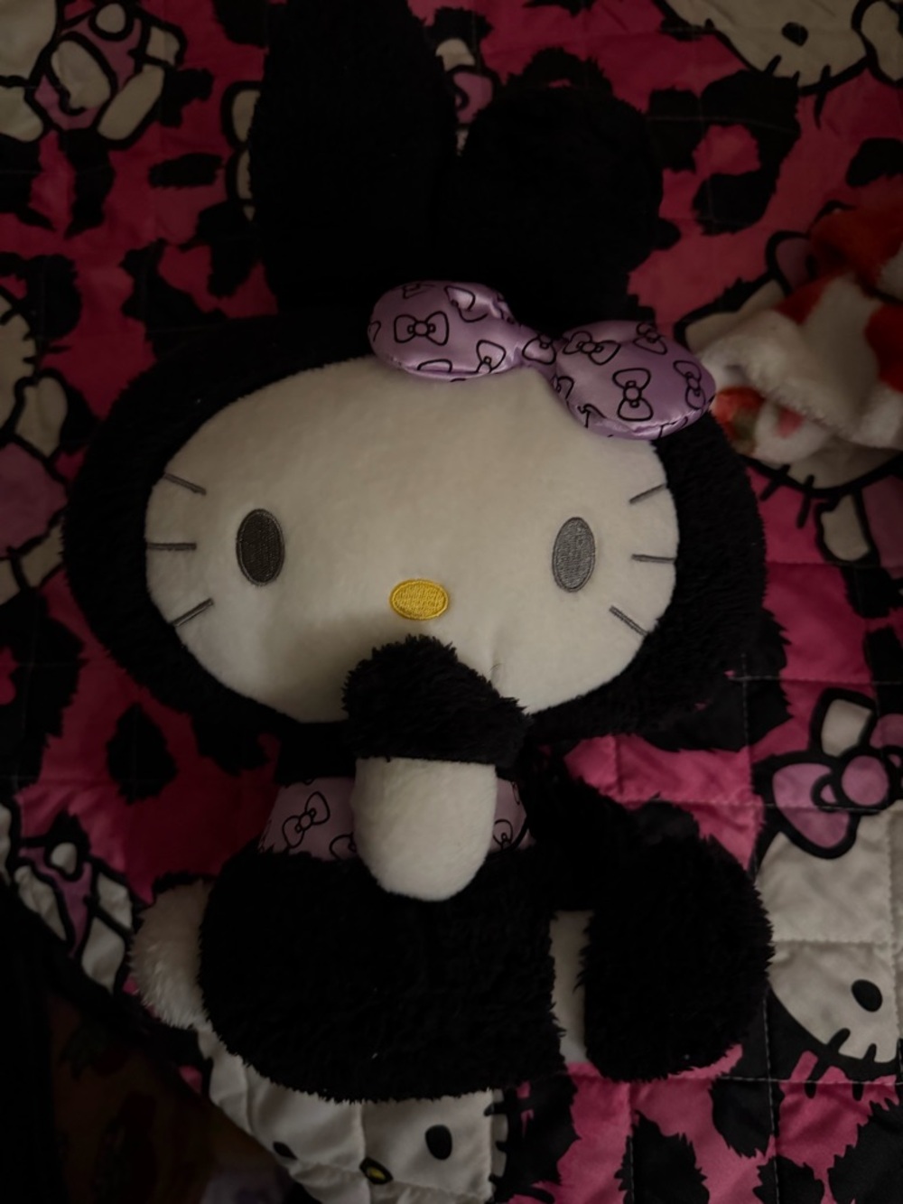 Sanrio Hello Kitty Plush in Black with Pink Bow Accents